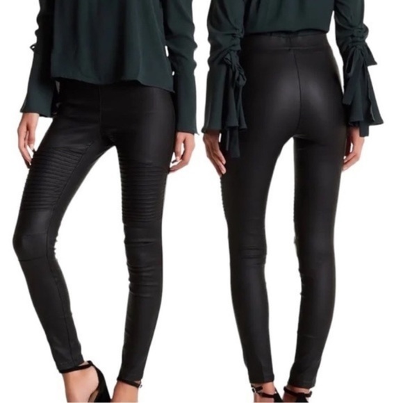 OOBER SWANK Coated High Waisted Moto Leggings black size L - Picture 4 of 5